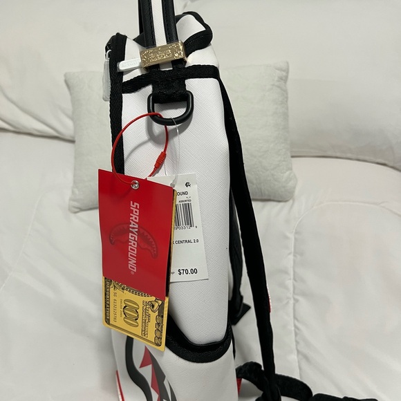 Sprayground Black and White Shark Central Backpack - Picture 2 of 4